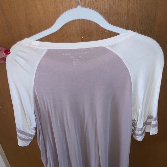 American eagle pink/white baseball tee style shirt - Picture 3 of 3